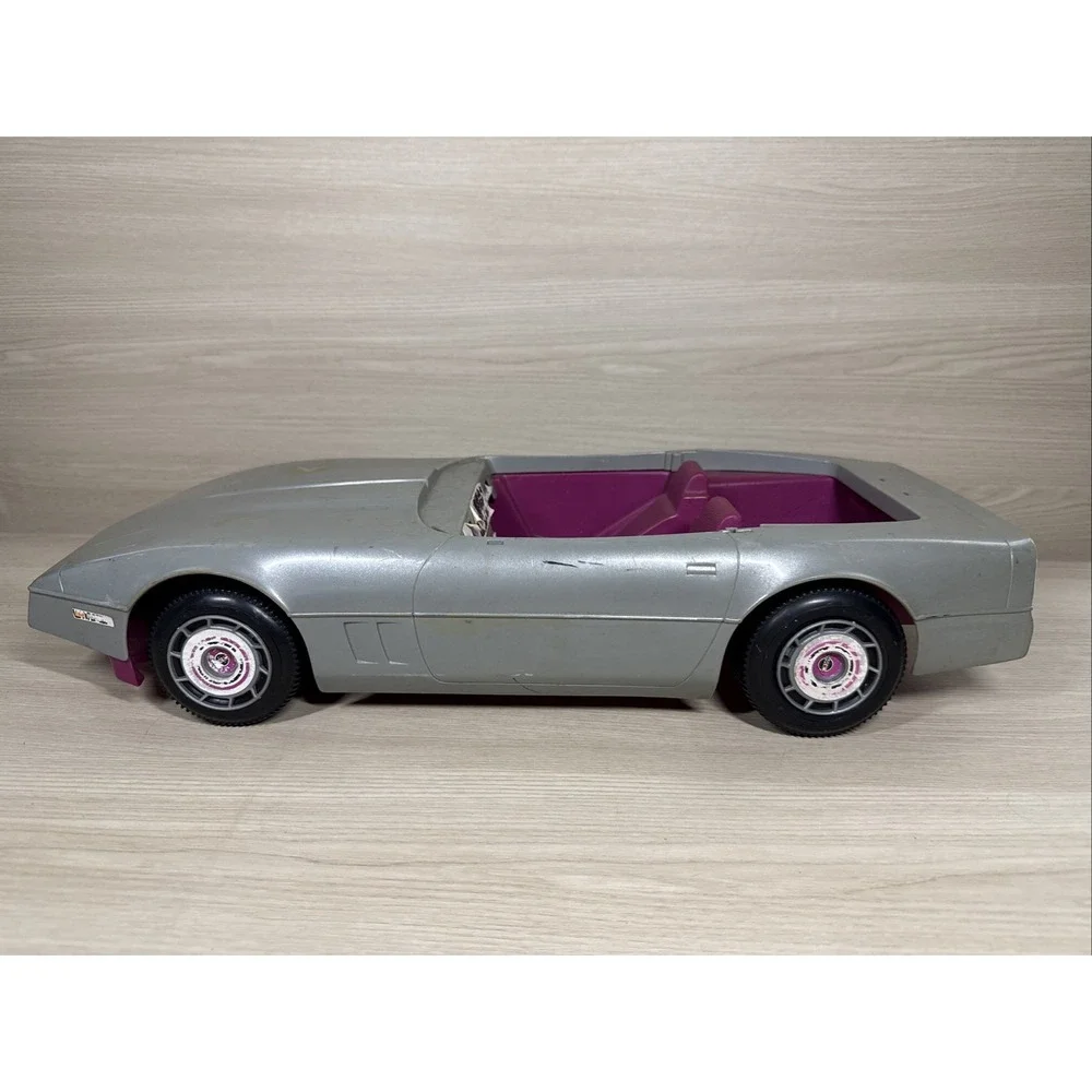 Barbie Silver Corvette Convertible Car  Retro 1984 Mattel Box For‎ Parts Only